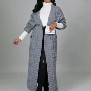 Trending Cable Knit Cardigan With Dual Pocket