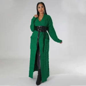 Trending Cable Knit Cardigan With Dual Pocket