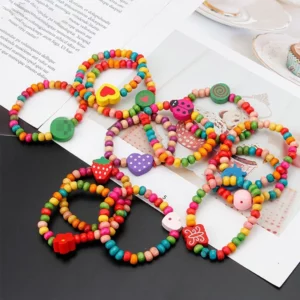 12Pcs/Set Colourful Wooden Bracelets