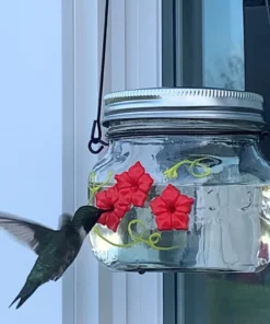 Beautiful Mason Jar Hummingbird Feeder W/Three Ports