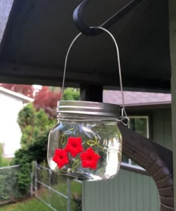 Beautiful Mason Jar Hummingbird Feeder W/Three Ports
