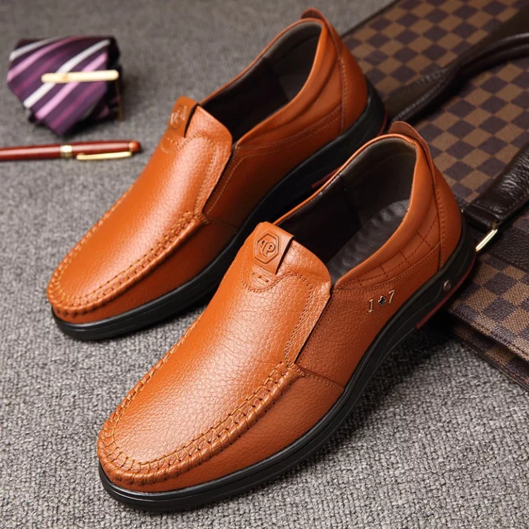 DRESSYE Mens ຫນັງແທ້ Soft Insole Casual Slip on Loafers