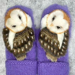 Alternative view of Hand Knitted Nordic Mittens with Owls