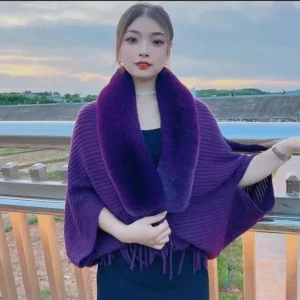 Alternative view of Ladies Knitted Loose Thickened Shawl Coat