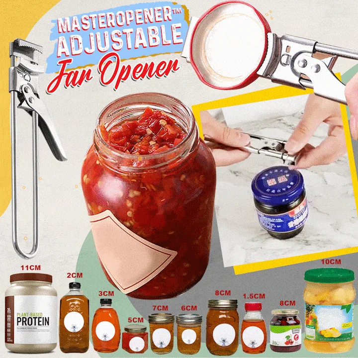 MasterOpener ချိန်ညှိနိုင်သော Jar & Bottle Opener