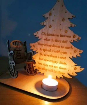 Personalized Christmas in Heaven Rocking Chair Ornament Memorial Tabletop Plaque