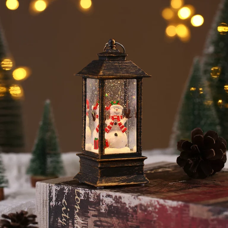 Decorazioni di lanterna di Natale di globu di neve
