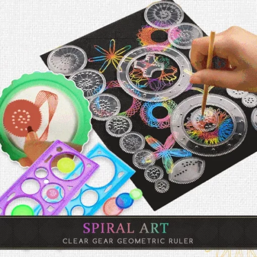 Spiral Art Clear Gear Geometric Ruler (22PCS)