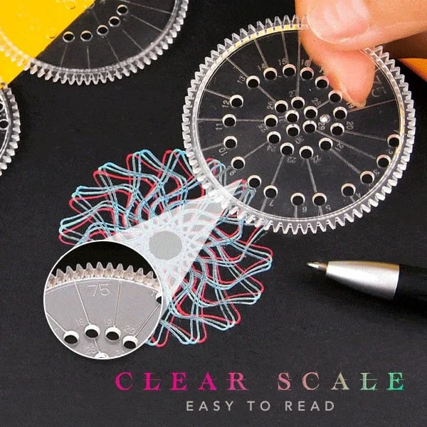 Spiral Art Clear Gear Ruler (22PCS)