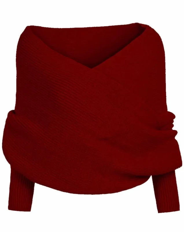Pull-écharpe en tricot tendance avec manches