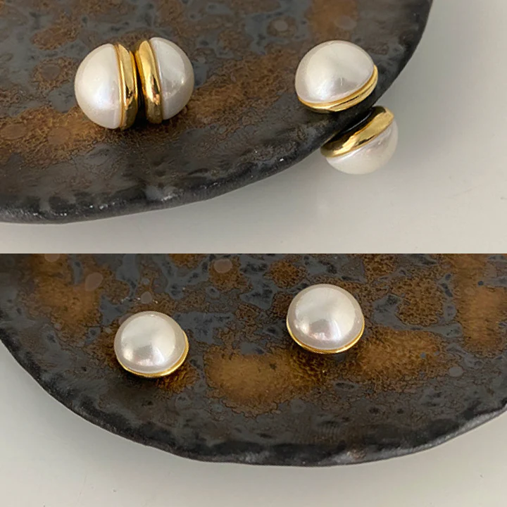 Vintage Pearl White Onyx Earrings - Image 5