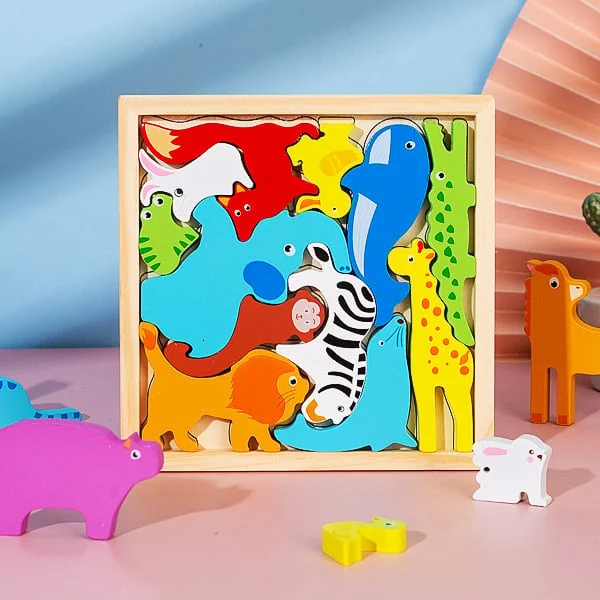 Koka rotaļlietu dinozauru puzles