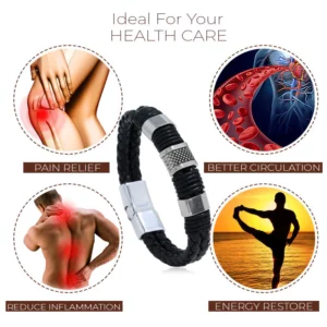 Alternative view of MagneticTherapy MensSlimming Leather Bracelet