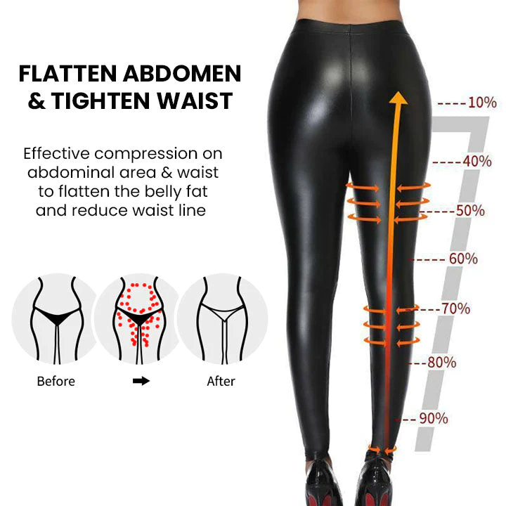 UltraLEAN BodyShaper Compression LeatherLegging Pants - Image 4