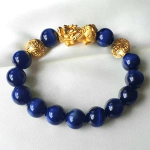 Alternative view of FengShui Tigereye Blue Pi Xiu Bracelet