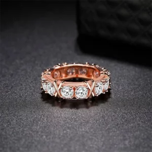 Alternative view of Gold-Plated Dichroic Inlaid Zircon Ring
