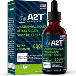 A2H™ Clorophyll Liquid Natural Detox e gotas de apoio ao azucre no sangue