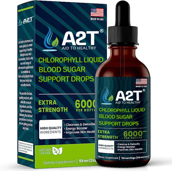 A2H™ 叶绿素液体天然排毒和血糖支持滴剂