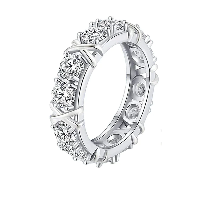 KISS & HUG CROSS FULL MOISSANITE RING - Image 2