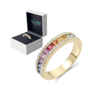 Oveallgo™ Calliope Rainbow Tourmaline Lymphvital Spin Ring