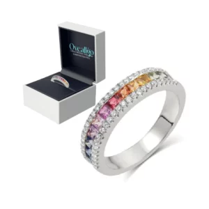 Oveallgo™ Calliope Rainbow Tourmaline Lymphvital Spin Ring