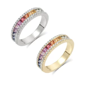 Oveallgo™ Calliope Rainbow Tourmaline Lymphvital Spin Ring