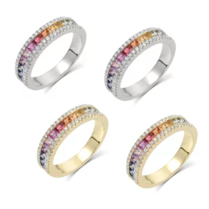 Oveallgo™ Calliope Rainbow Tourmaline Lymphvital Spin Ring