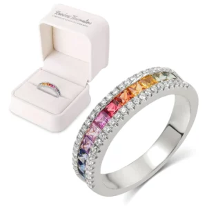 Rainbow Tourmaline Lvmphvity Cleaning Spin Ring
