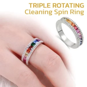 Rainbow Tourmaline Lvmphvity Cleaning Spin Ring