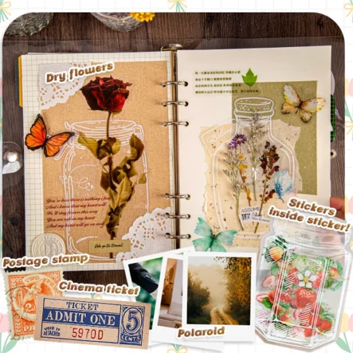 Easy-press Dried Flower Bookmark Sticker Set