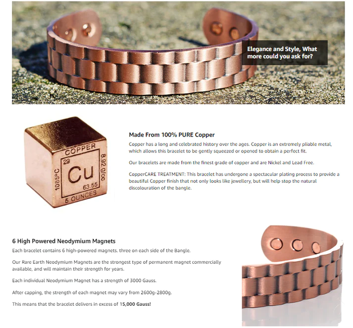 Pure Copper Super Magnetic Therapy Bio Negative Ion Armbånd