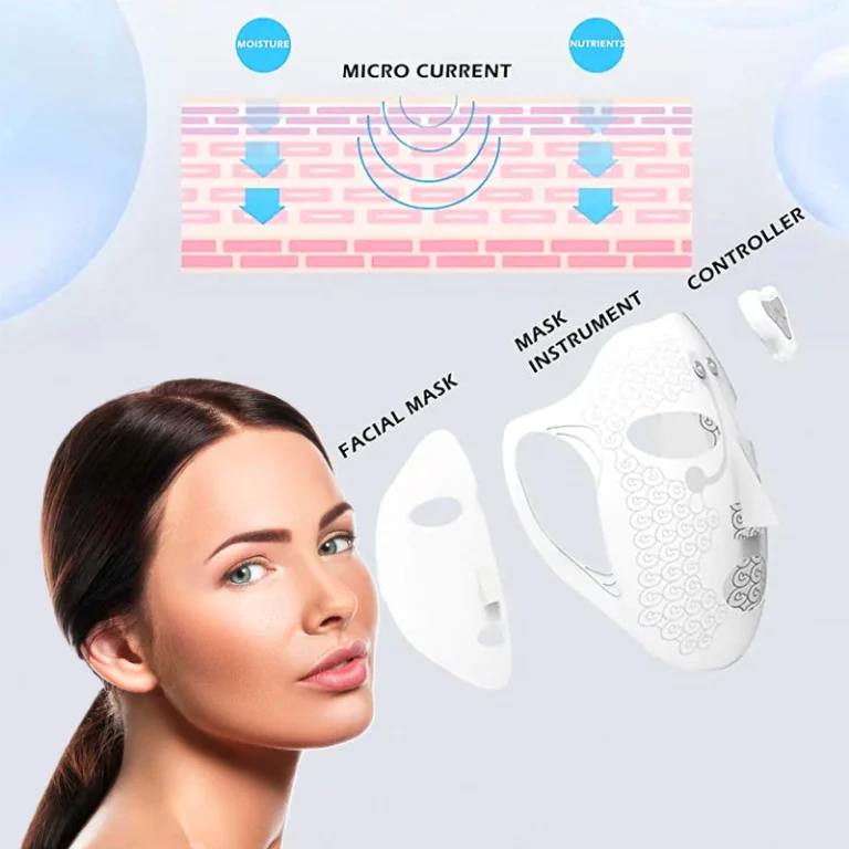 Dispositivo de máscara facial de microcorrente de silicona suave Siluce™ para unha pel de ton máis firme