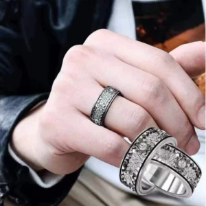 Alternative view of Handmade Mechanical Gear Turns Decompression Couple Ring
