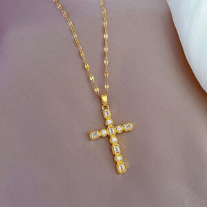 14 K sydafrikanske sand guld velsignelse Cross halskæde