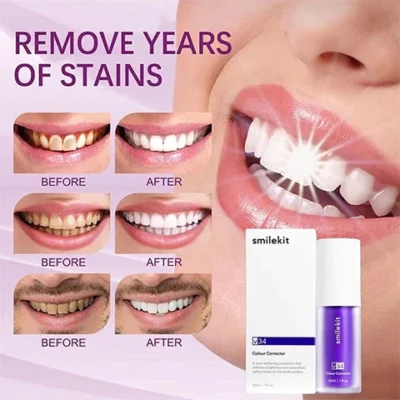SMILEKITTM New V34 Series Toothpaste Purple Color Corrector
