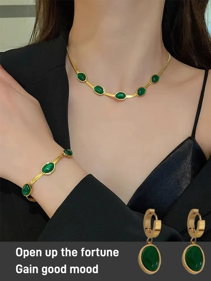 Smaragd Halskette Ohrringe Armband - Image 2
