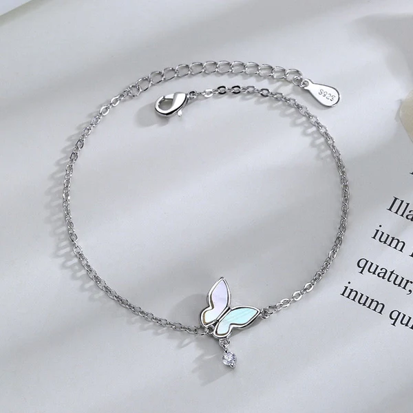 925 Sterling Silver Diamond-Studded Butterfly Bracelet - Image 6