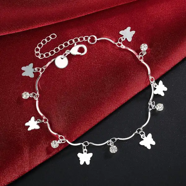 925 Sterling Silver Diamond-Studded Butterfly Bracelet - Image 4