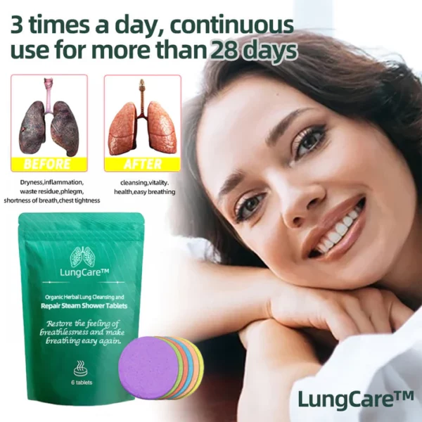 LungCare™ Organiese kruie-longreiniging en -herstel-stoomstorttablette