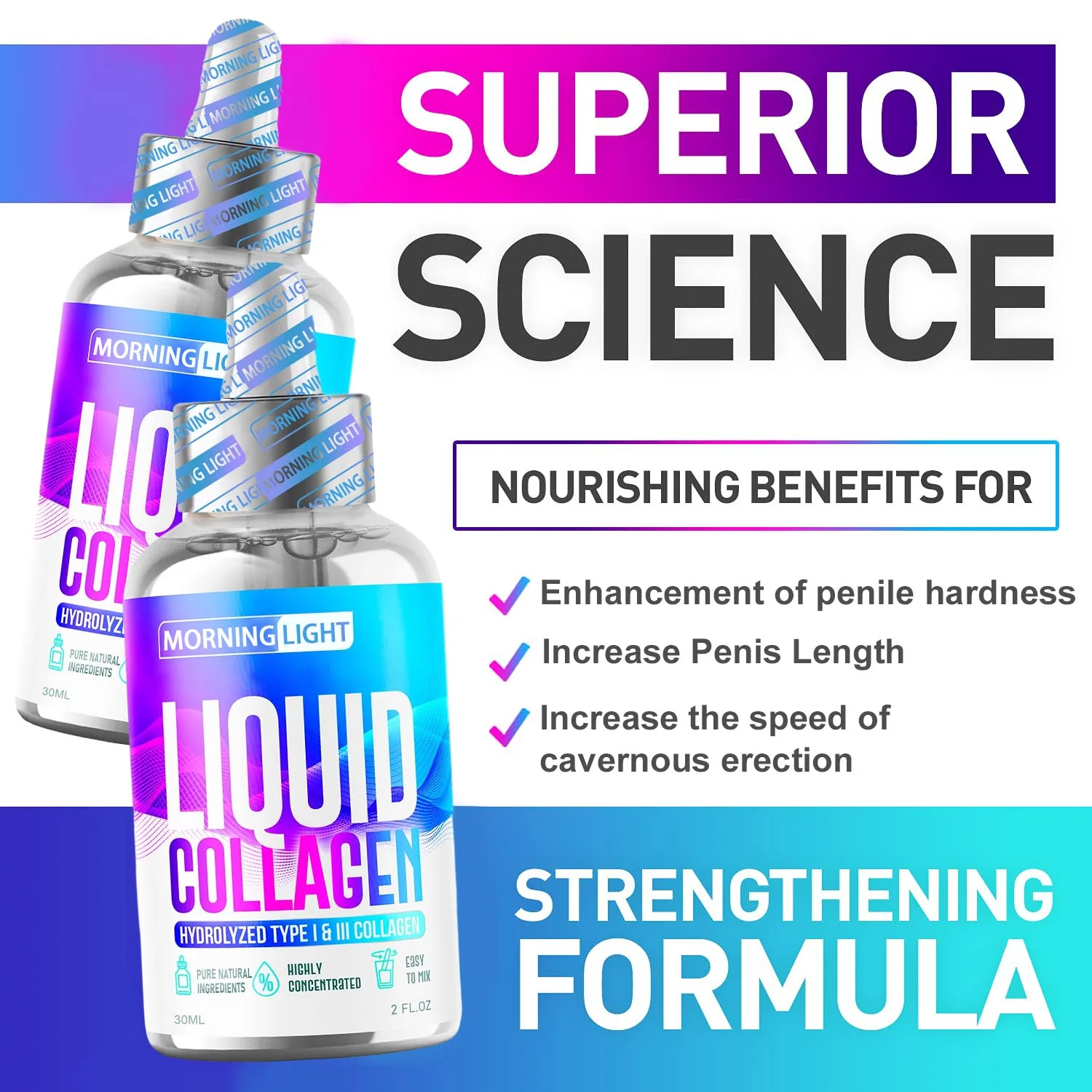 Morning Light Men’s Liquid Collagen Testosterone Supplement