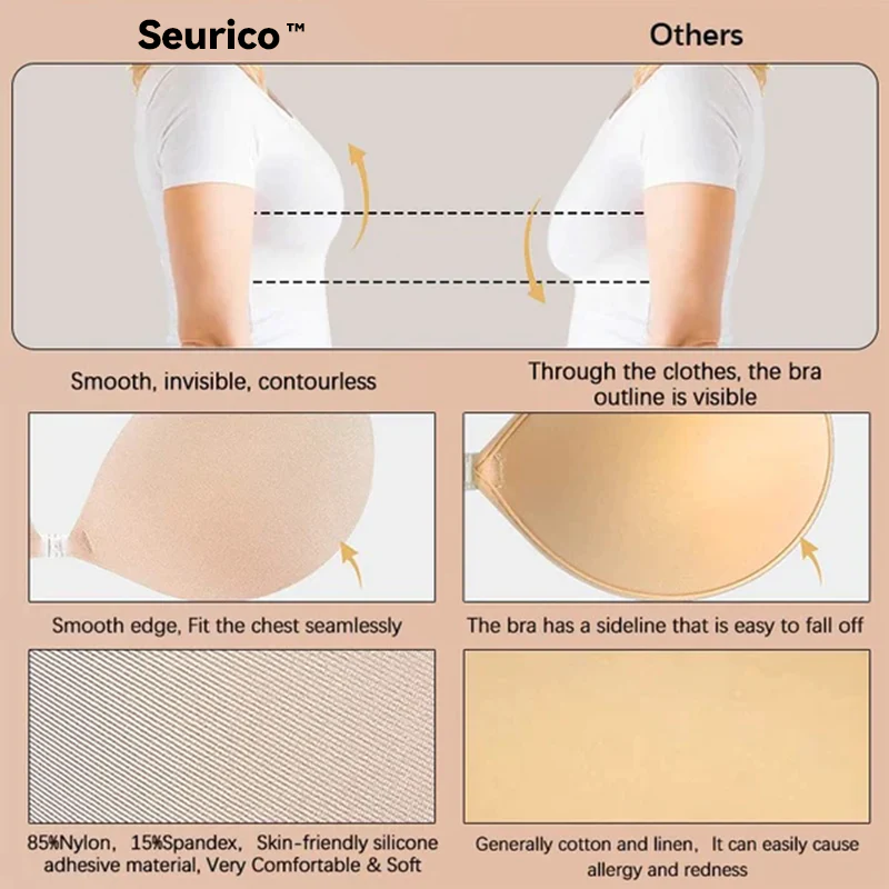 Seurico™ Strapless Adhesive Bra-Backless Reusable Invisible Push Up Bra - Image 6