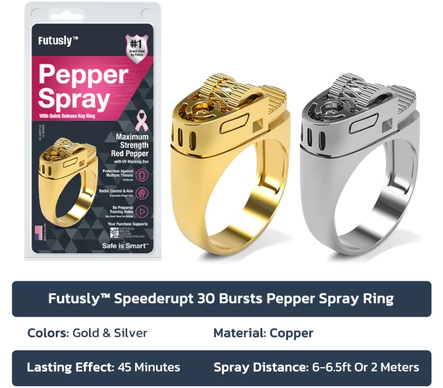 Futusly™ Speederupt 30 Bursts Pepper Spray Ring
