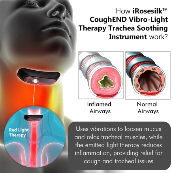 iRosesilk™ CoughEND Vibro-Light Therapy Trachea uklidňující nástroj
