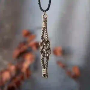 Sea knot pendant on leather cord. Sea node necklace. Metal rope jewelry. Handcrafted unique man accessory
