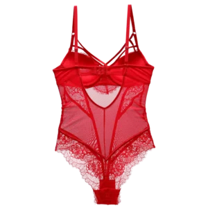 Bodysuit Women Push Up Red Strappy Cup Eyelash Lace Floral Pattern Padded Underwire Lingerie Women Shapewear High Quality