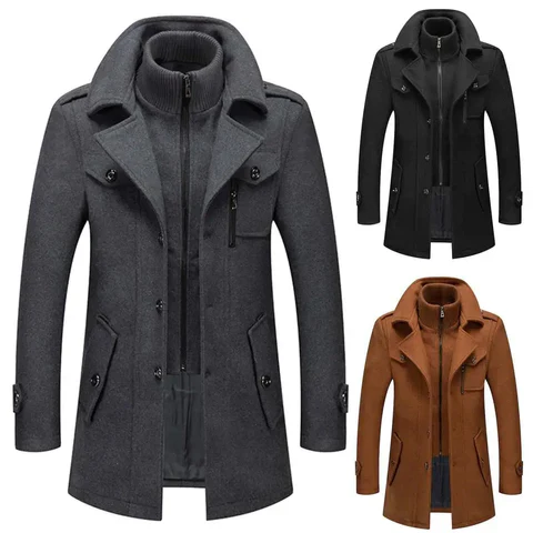 Windproof Wool Two-piece Coat