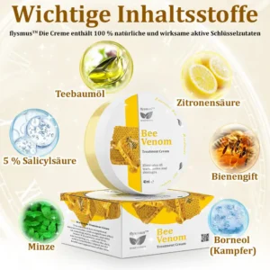 flysmus™Bienengift-Behandlungscreme🐝: Behandlung von Ekzemen, Akne, Altersflecken, Krampfadern, Hautrissen, Pilzinfektionen, Warzen