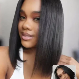 Hair Straight Bob Wig 7x5 Pre-Bleached Natural Looking Glueless Wig with Invisi Drawstring