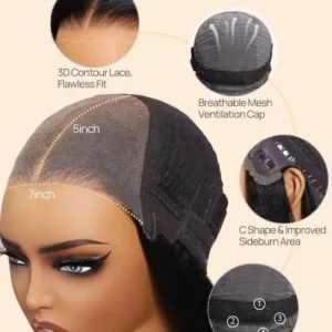 Hair Straight Bob Wig 7x5 Pre-Bleached Natural Looking Glueless Wig with Invisi Drawstring