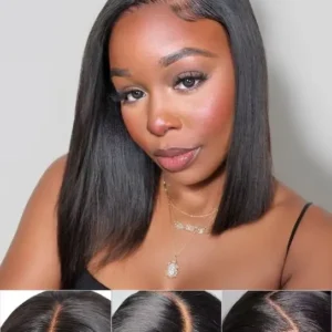 Hair Straight Bob Wig 7x5 Pre-Bleached Natural Looking Glueless Wig with Invisi Drawstring